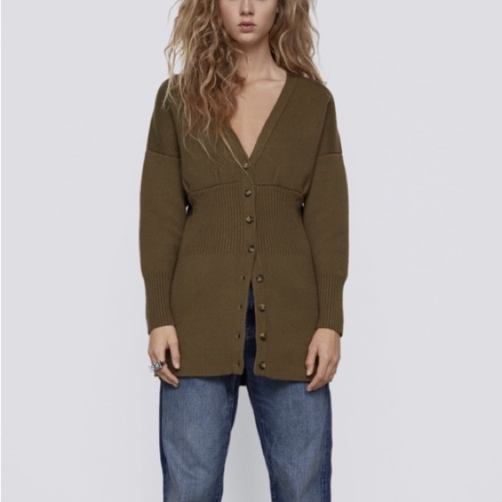 Zara Brown V-neck Sweater Dress nwt